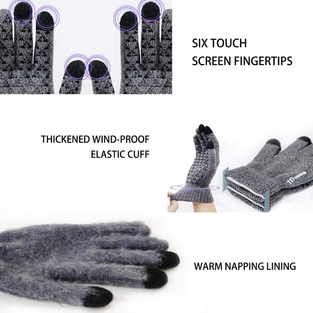 Winter Gloves for Men Women - Upgraded Touch Screen Cold Weather Thermal Warm Kn - Picture 3 of 6